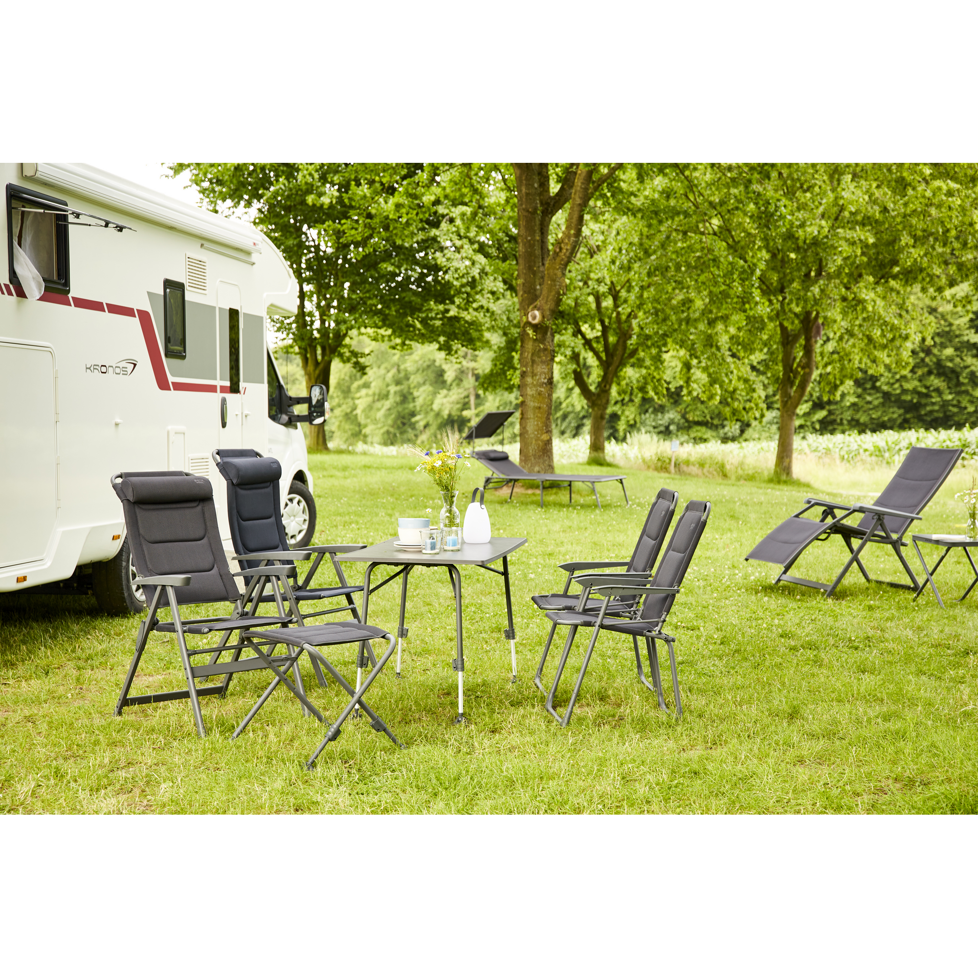 Campingstuhl 'Premium' anthrazit 59 x 118 x 70,5 cm, verstellbare Rückenlehne