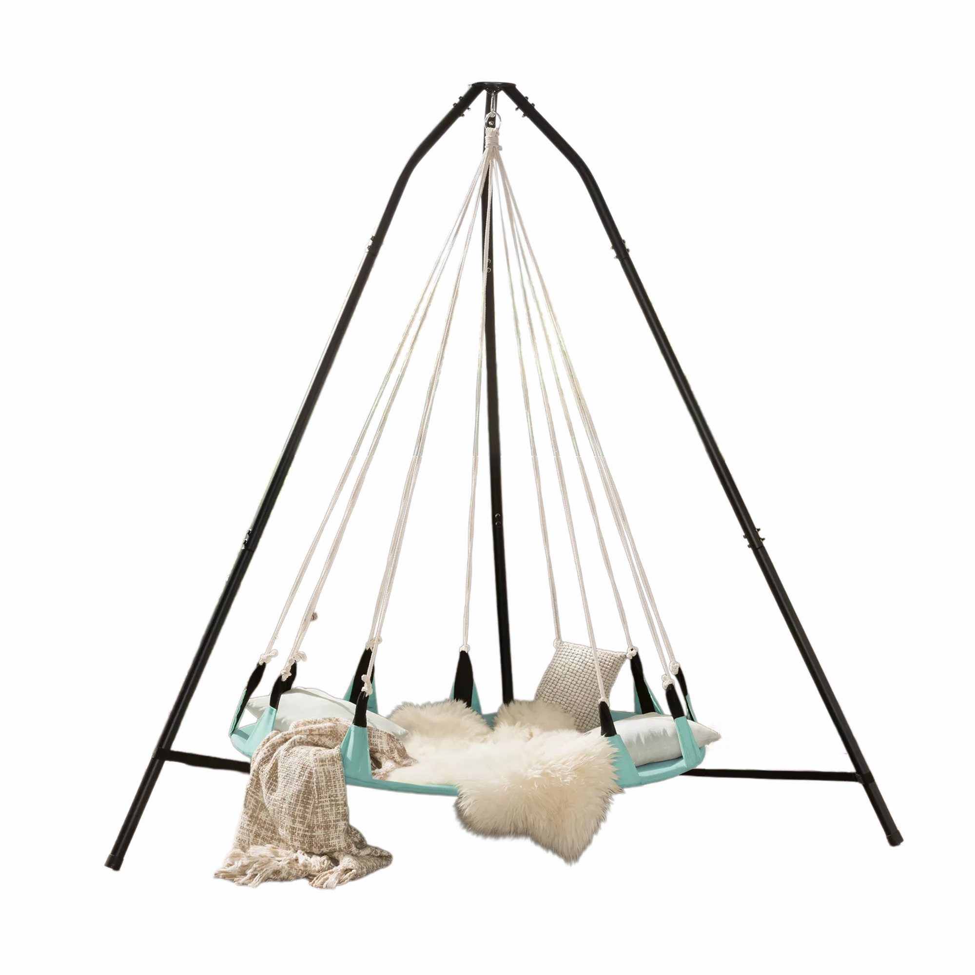 Hängesessel 'Oana' mit Gestell grün/schwarz Ø 190 x 215 cm