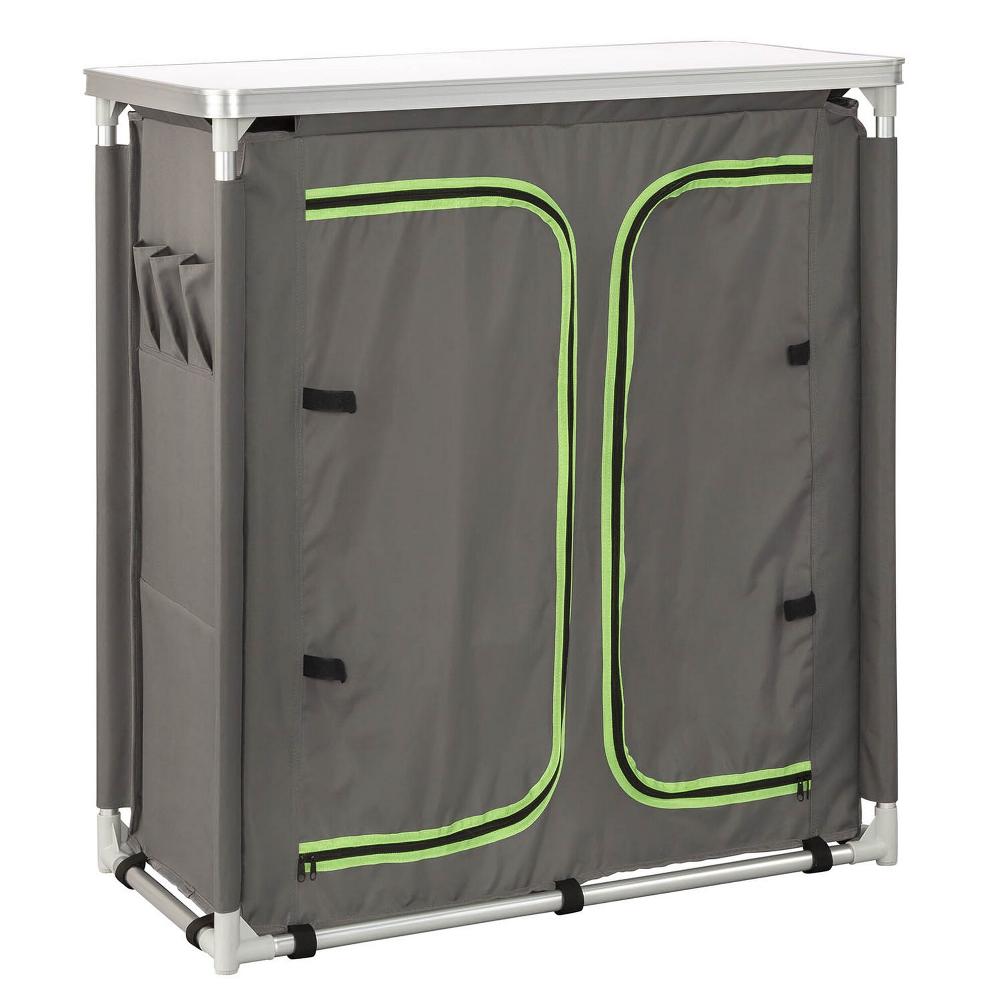 Grauer Camping-Küchenschrank mit Arbeitsplatte