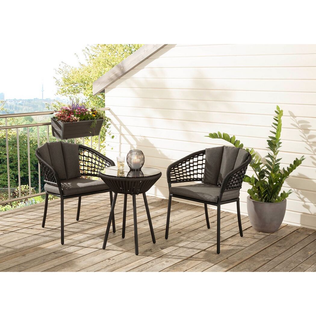 Balkon-Set mit zwei Stühlen und einem Tisch
