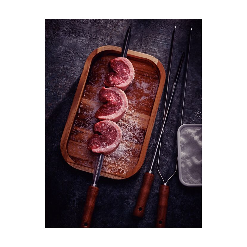 Picanha-Spieß mit grobem Meersalz