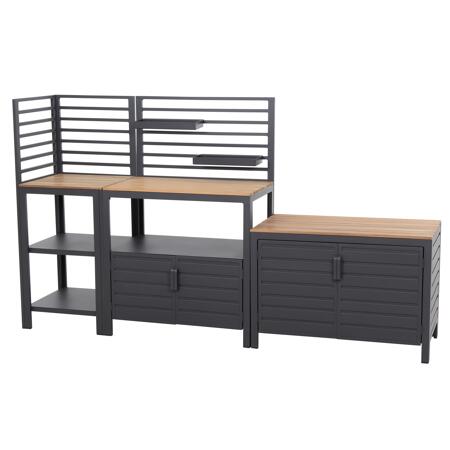 4. Bild von Eckschrank 'Sierra' Aluminium, Teakholz grau, braun 56 x 141 x 56 cm