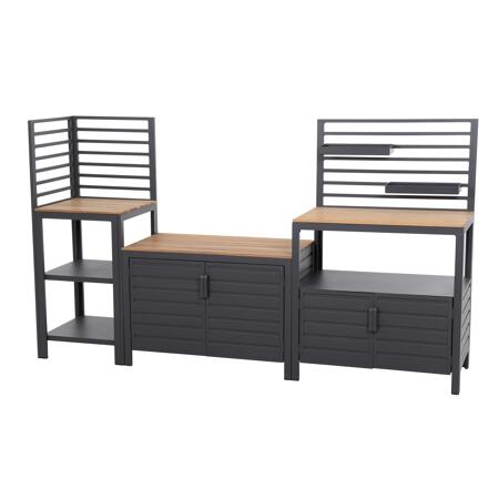 5. Bild von Eckschrank 'Sierra' Aluminium, Teakholz grau, braun 56 x 141 x 56 cm