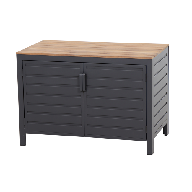 Bild von Schrank 'Sierra' grau/braun, Aluminium/Teakholz, 100 x 70 x 56 cm