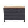 Graue Gartenbox mit Holzdeckel