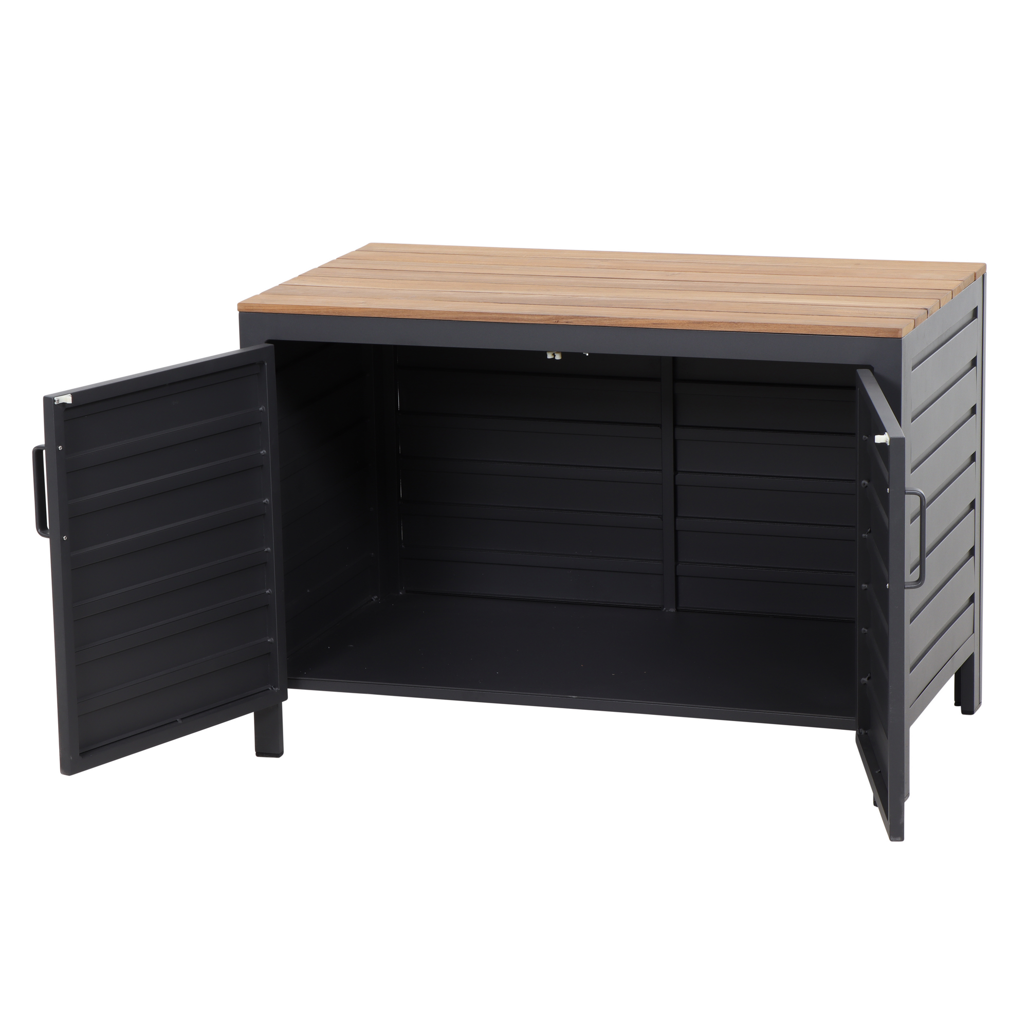 Schrank 'Sierra' grau/braun, Aluminium/Teakholz, 100 x 70 x 56 cm + product picture