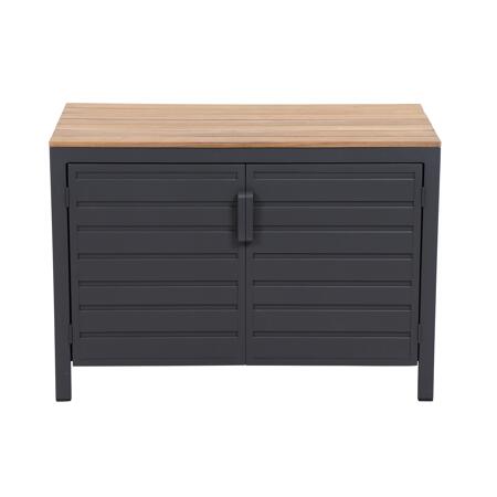 3. Bild von Schrank 'Sierra' grau/braun, Aluminium/Teakholz, 100 x 70 x 56 cm