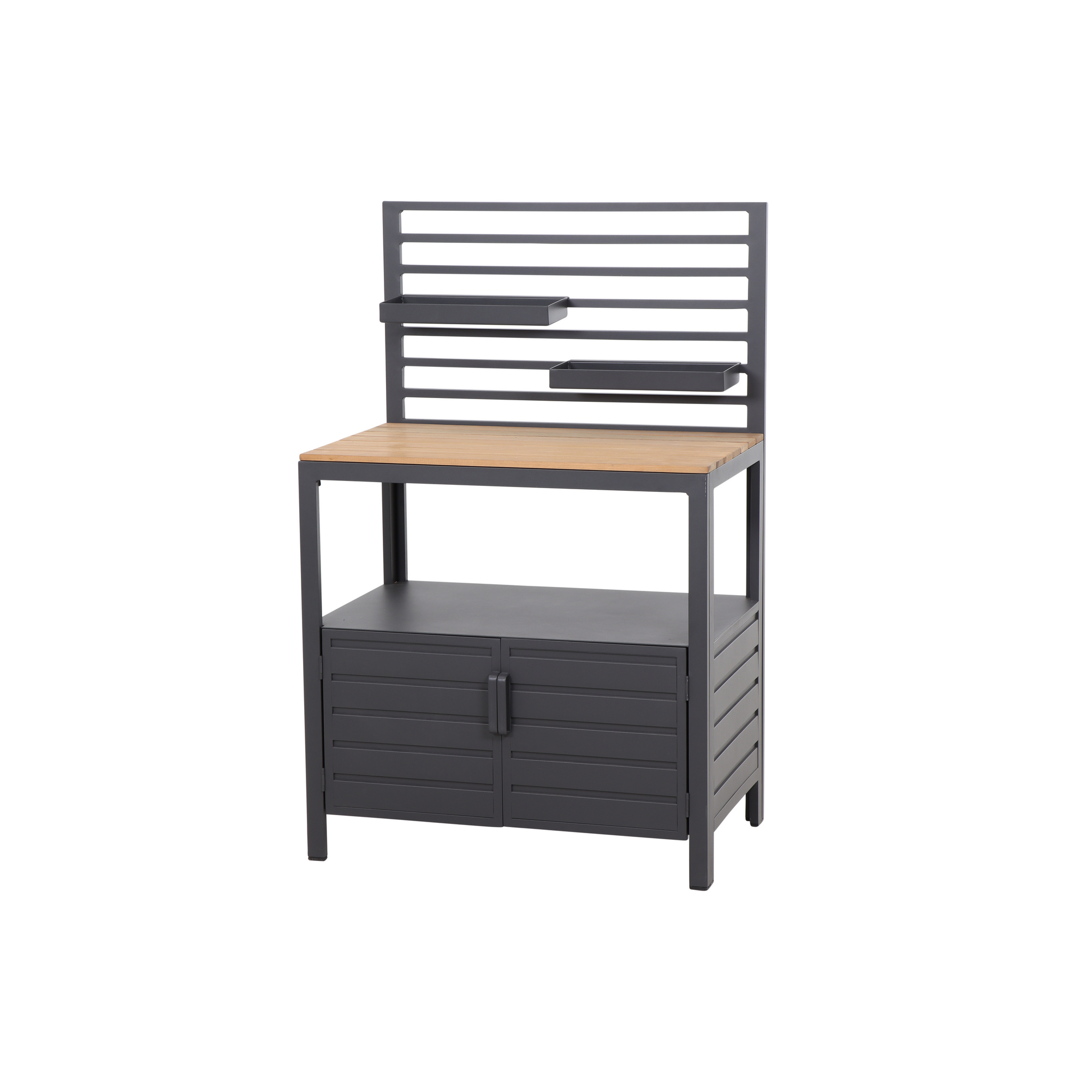 Schrank 'Sierra' grau/braun, Aluminium/Teakholz, 90 x 56 x 141 cm + product picture