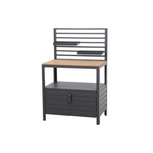 Schrank 'Sierra' Aluminium, Teakholz schwarz 90 x 56 x 141 cm