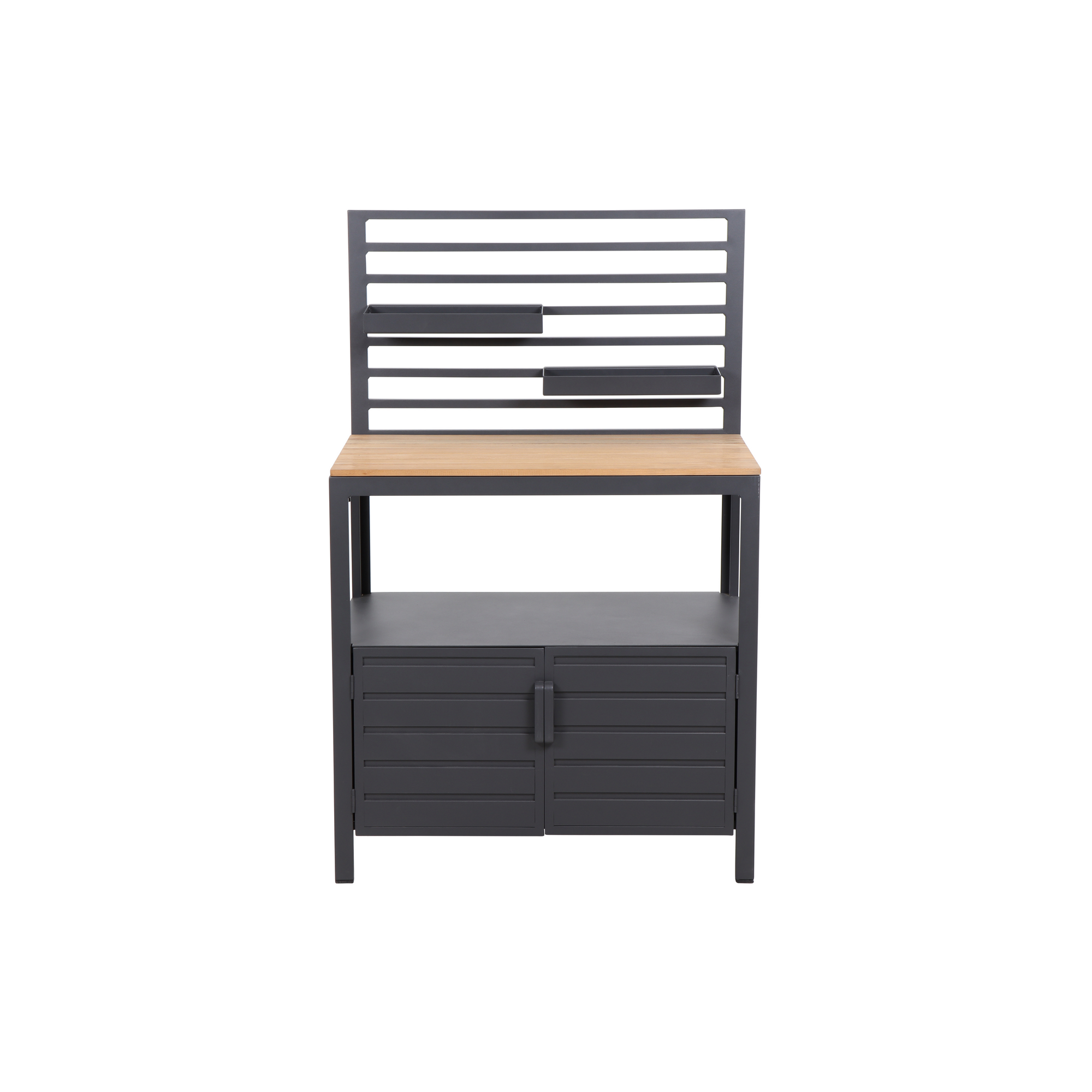 Schrank 'Sierra' grau/braun, Aluminium/Teakholz, 90 x 56 x 141 cm + product picture