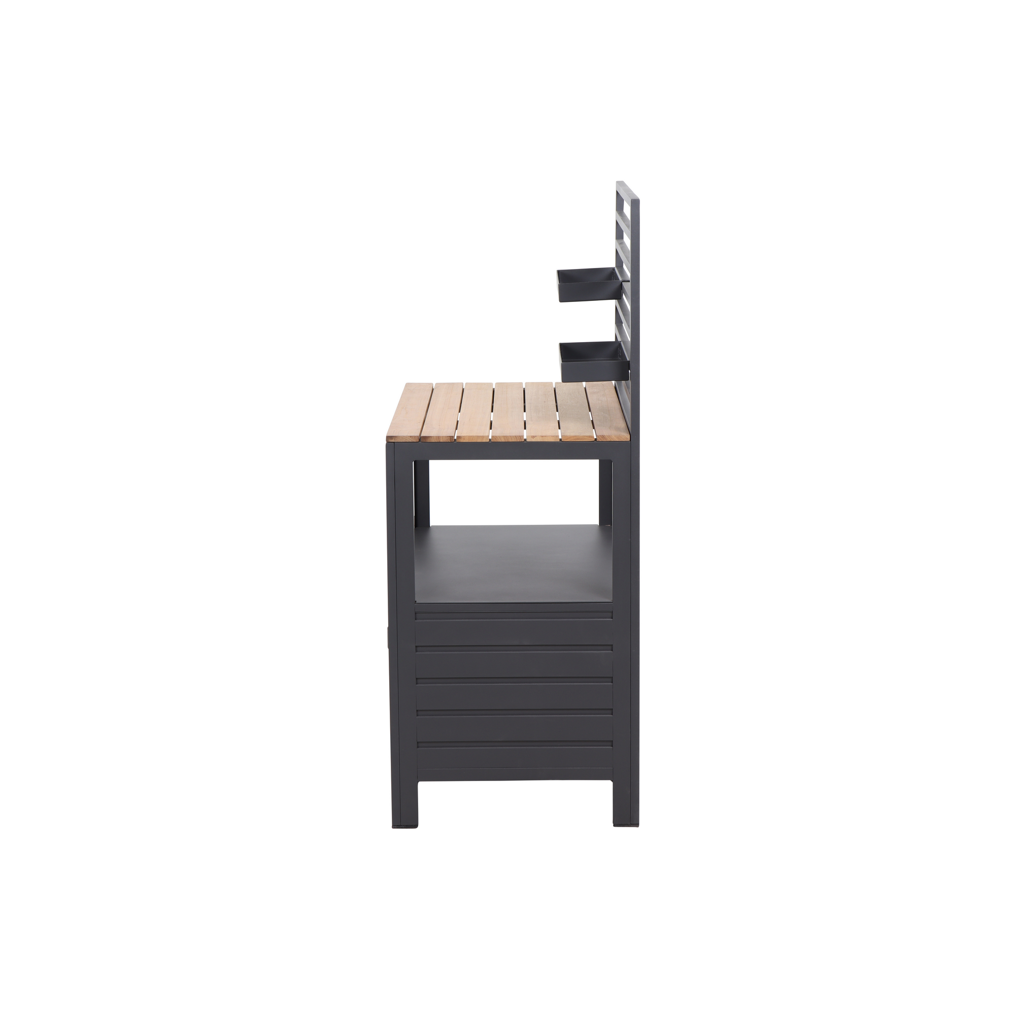 Schrank 'Sierra' grau/braun, Aluminium/Teakholz, 90 x 56 x 141 cm + product picture