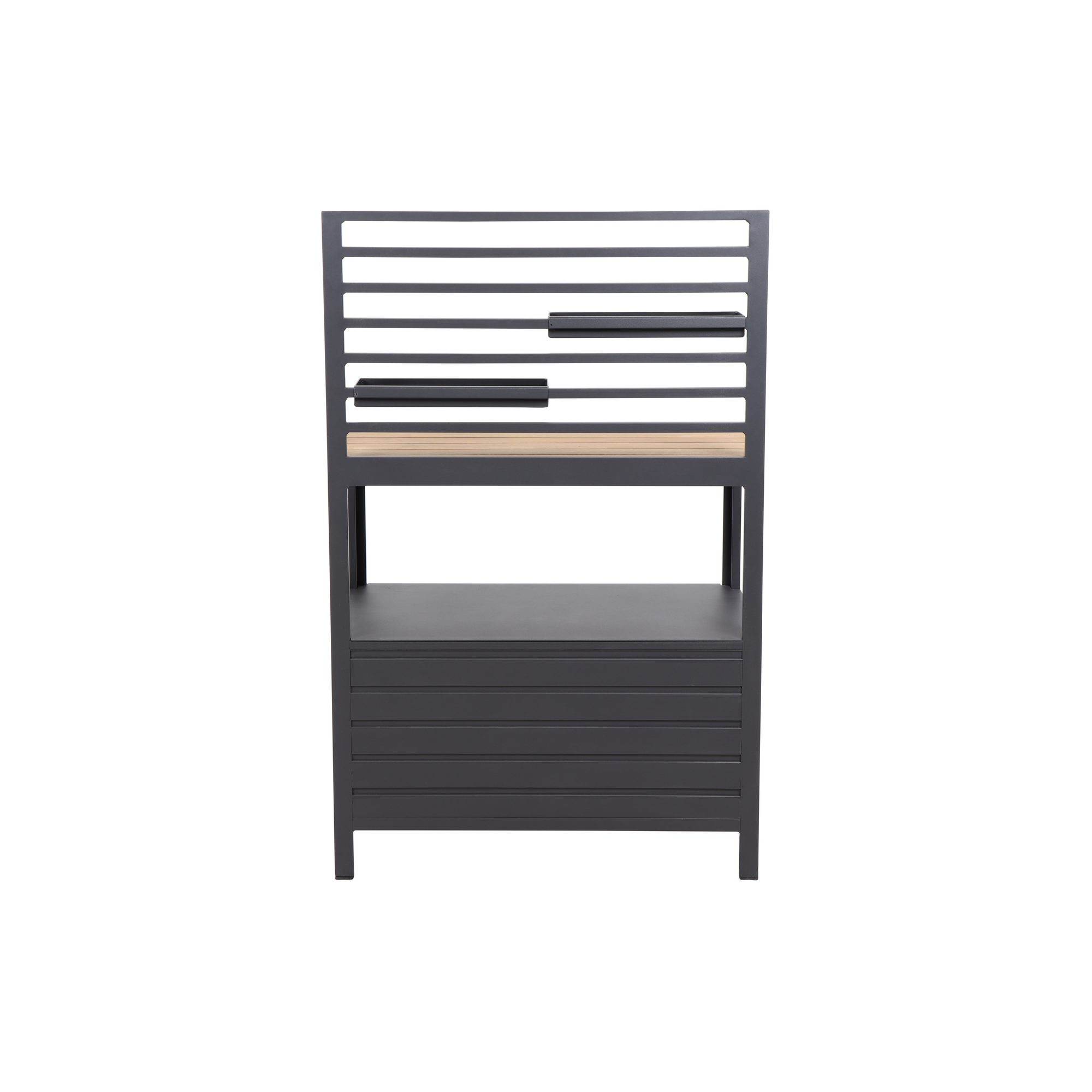 Schrank 'Sierra' grau/braun, Aluminium/Teakholz, 90 x 56 x 141 cm + product picture