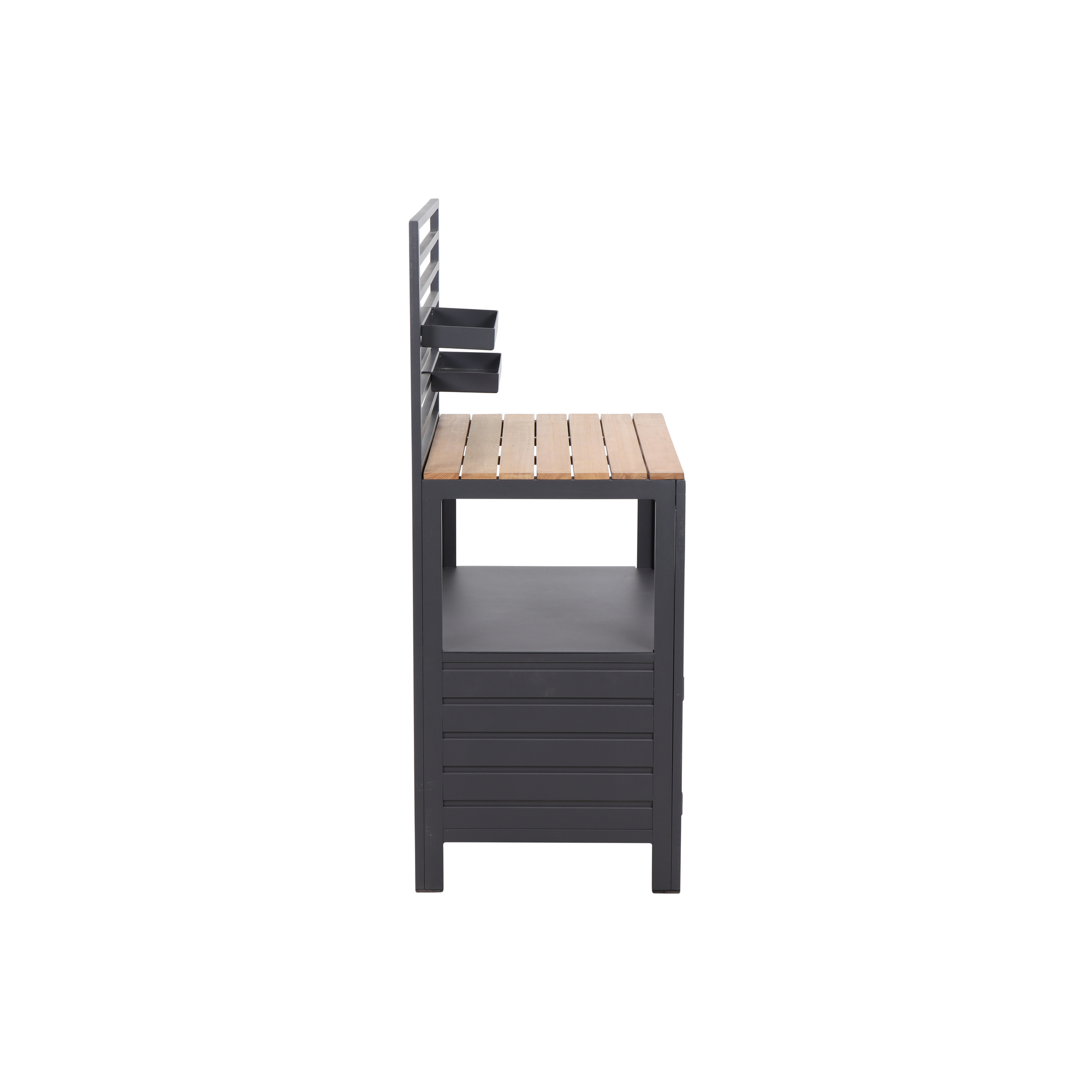 Schrank 'Sierra' grau/braun, Aluminium/Teakholz, 90 x 56 x 141 cm + product picture