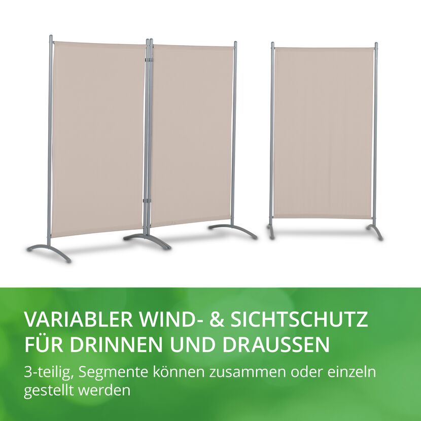 Dreiteiliger, beiger Sichtschutz