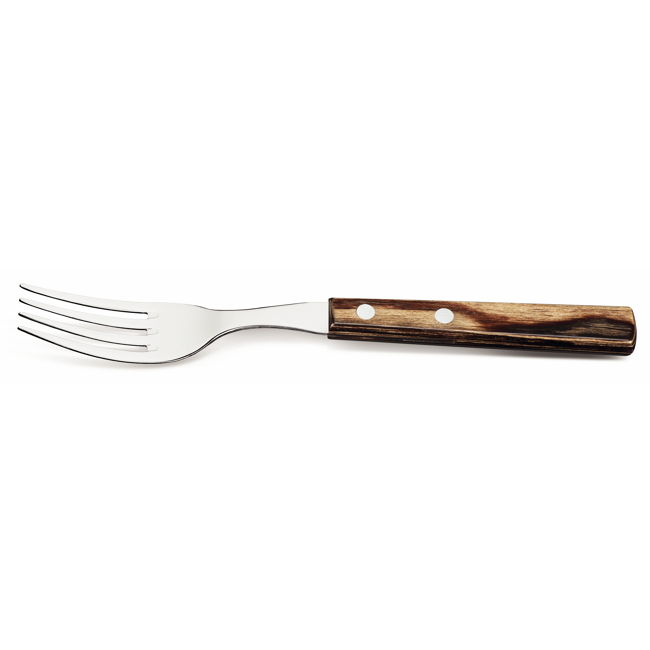 Bild von Steak- und Pizzagabel aus rostfreiem Edelstahl, mit Holzgriff 21 cm