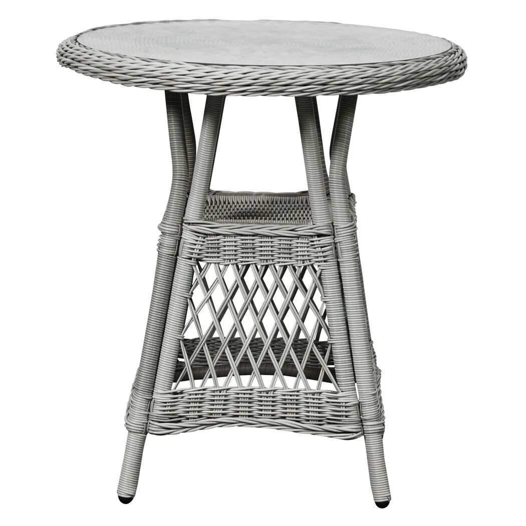 Runder Gartentisch Victoria mit Glasplatte, grau