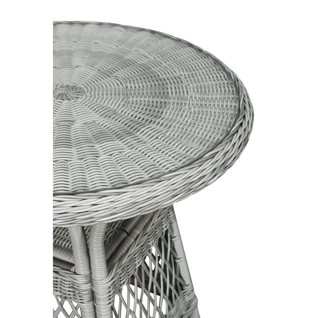 Runder Gartentisch Victoria mit Glasplatte, grau