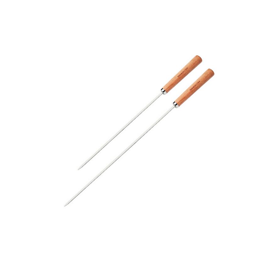 Zwei Grillspieße mit Holzgriff