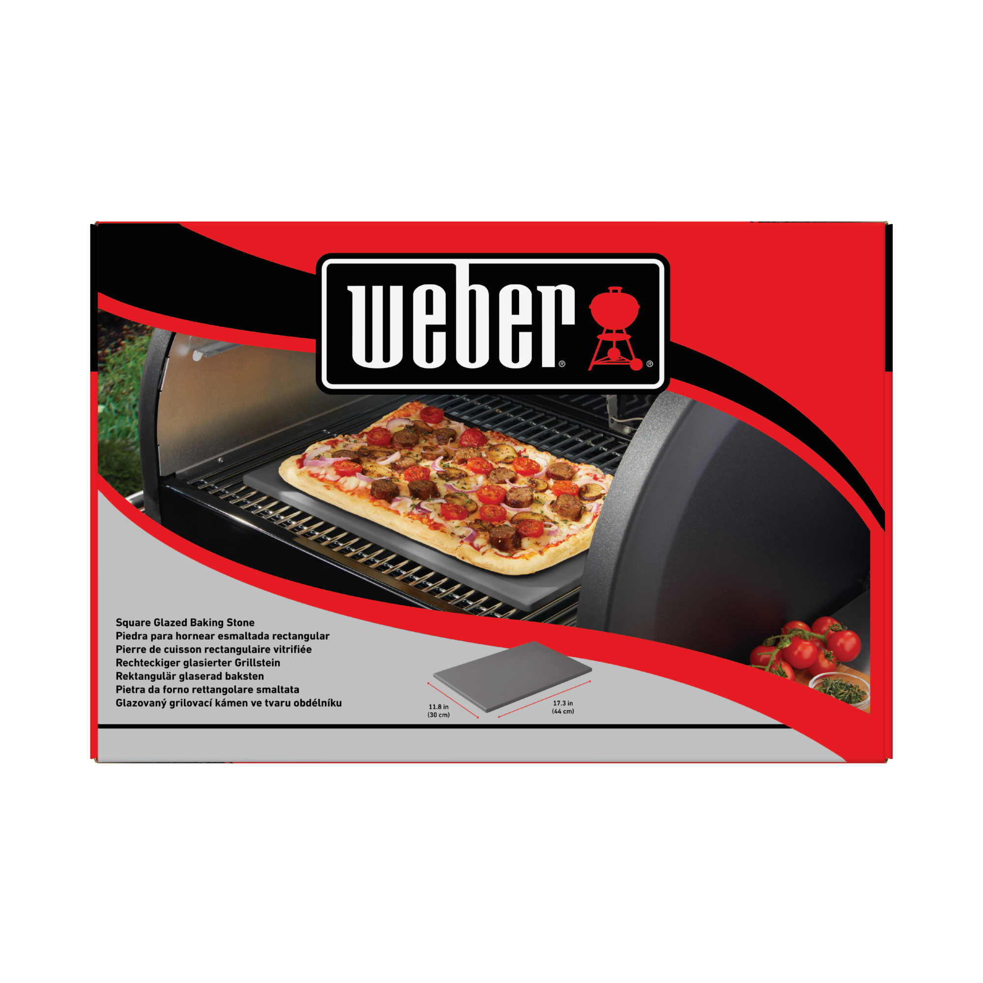 Glasierter Pizzastein Cordierit grau rechteckig 44 x 30 cm + product picture