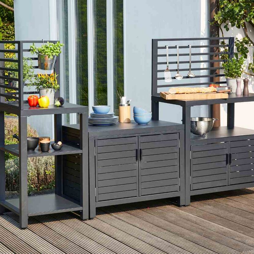 Außenküche 'Texas' Aluminium anthrazit 3-teilig