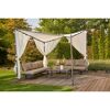 Pavillon Berlino mit Vorhängen und Lounge-Möbeln