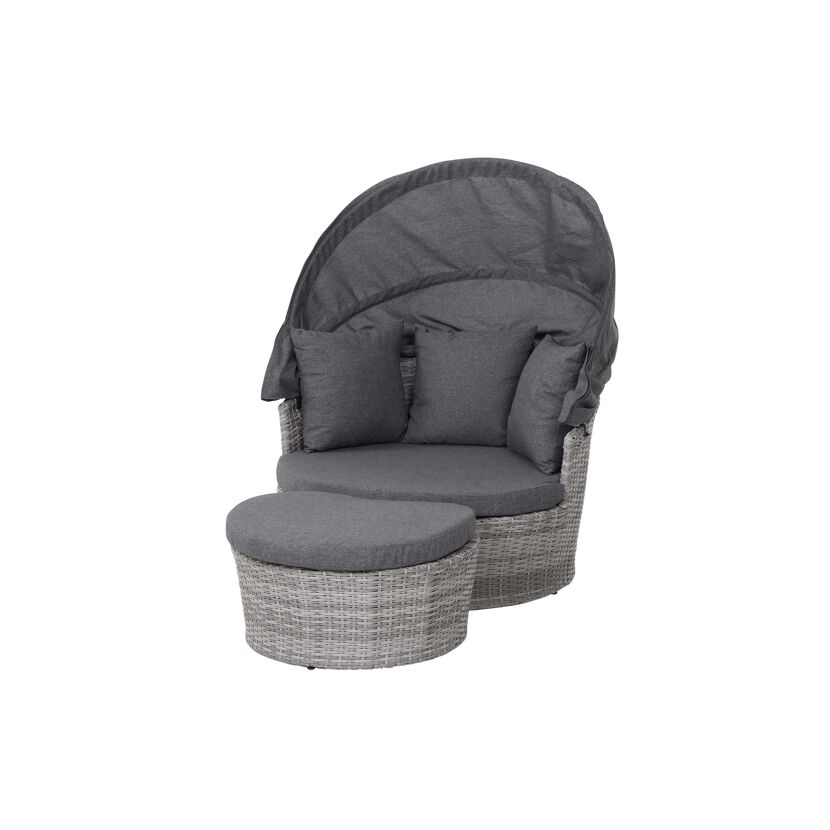 Loungeinsel Luna mit Fußhocker und Sonnendach