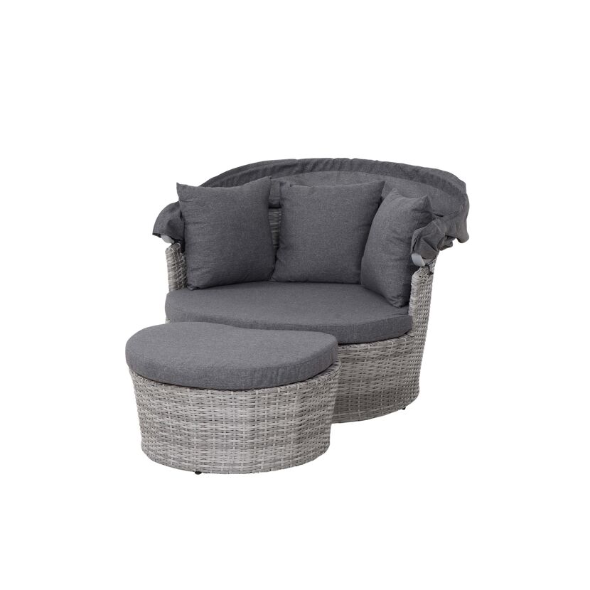 Loungeinsel Luna mit Hocker und Sonnendach