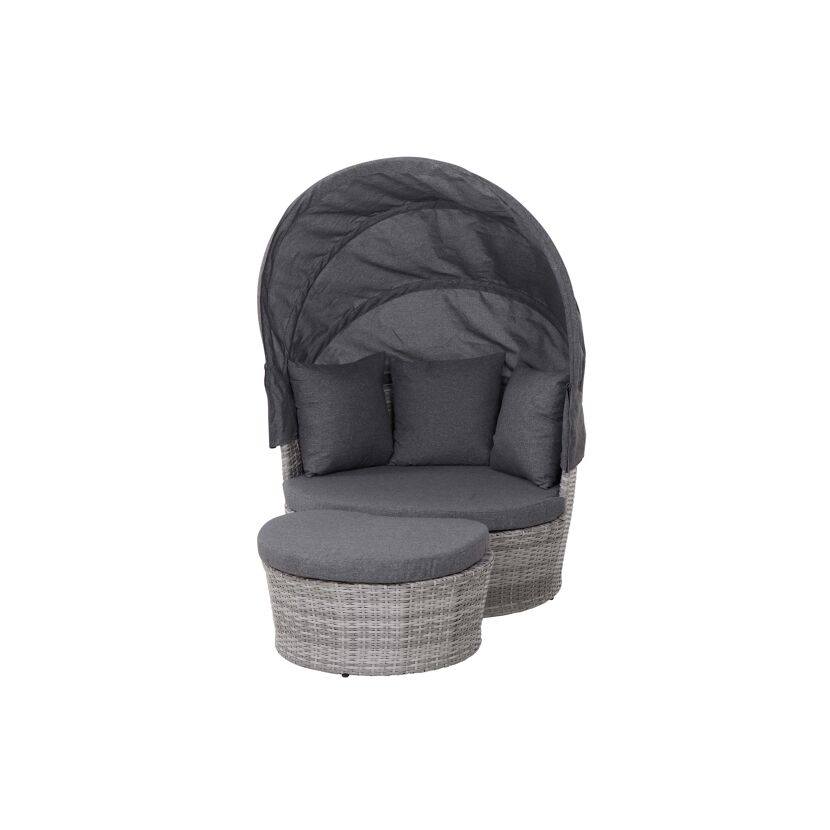 Loungeinsel Luna mit Sonnenverdeck und Hocker