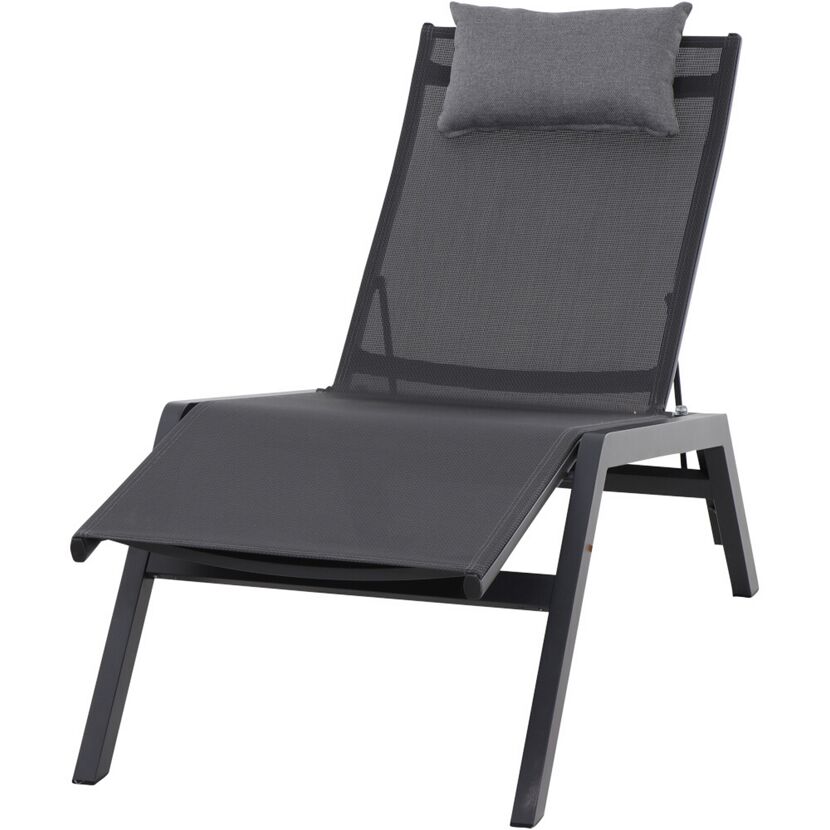 Sonnenliege 'Miami' klappbar schwarz/anthrazit 65,5 x 105 x 155 cm