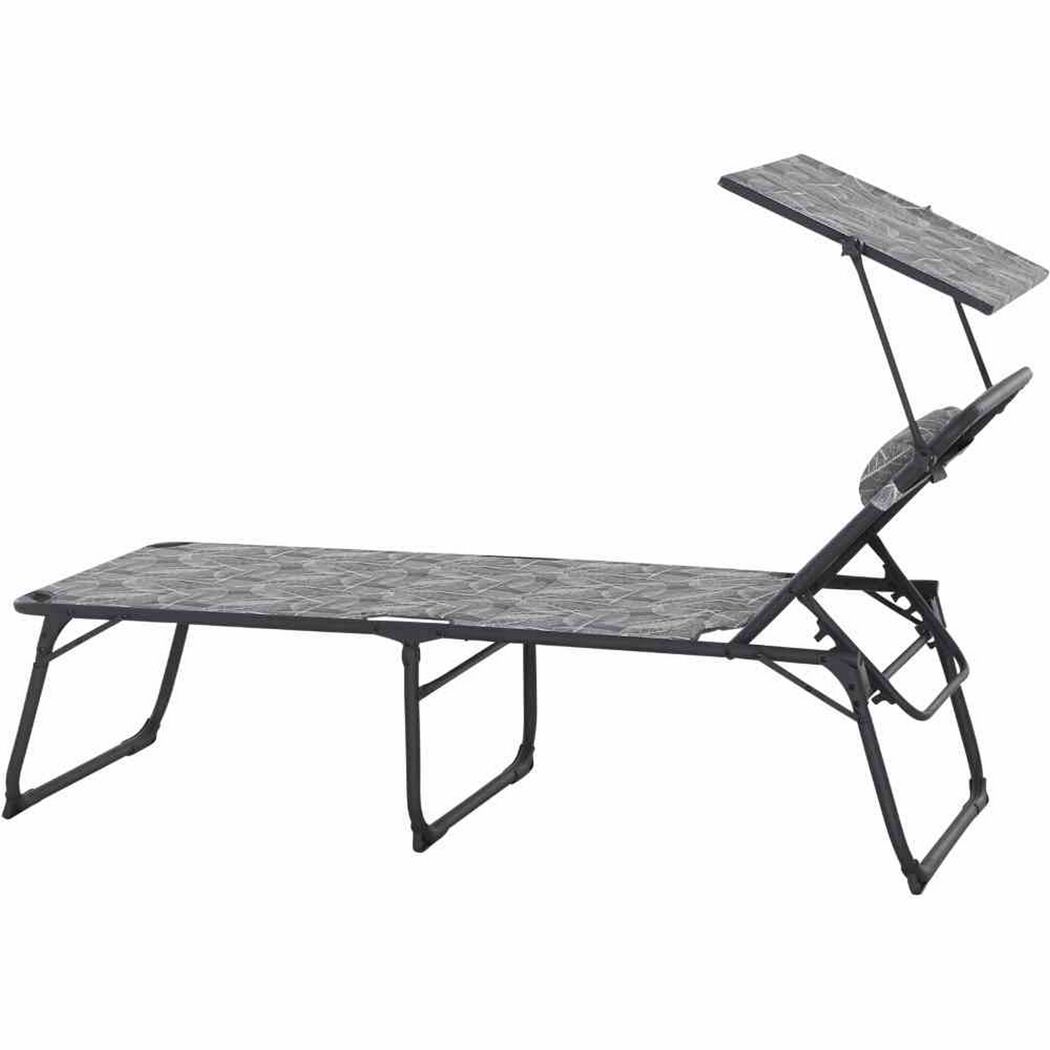 Camping-Sonnenliege 'Natura' klappbar mit Sonnendach grau 69 x 43 x 200 cm