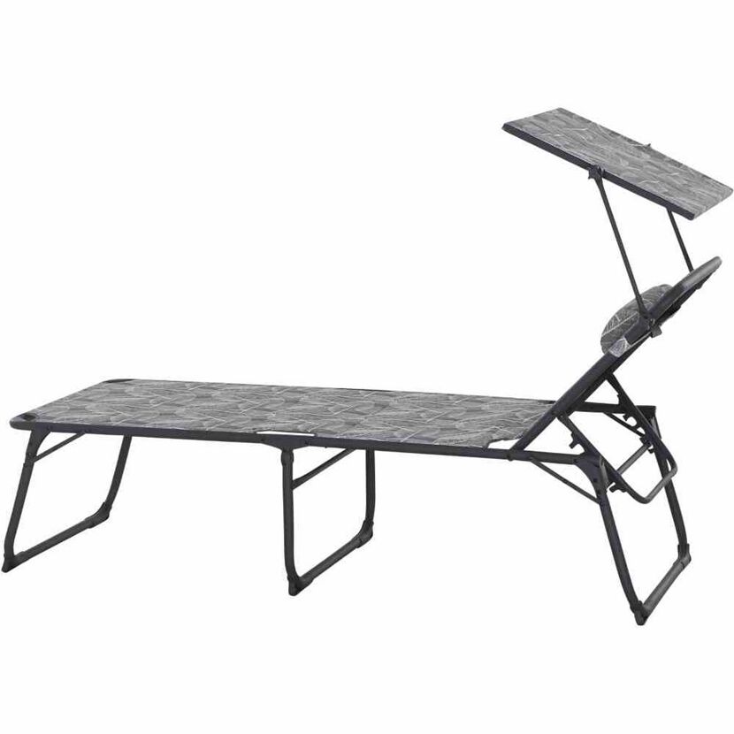 Camping-Sonnenliege 'Natura' klappbar mit Sonnendach grau 69 x 43 x 200 cm