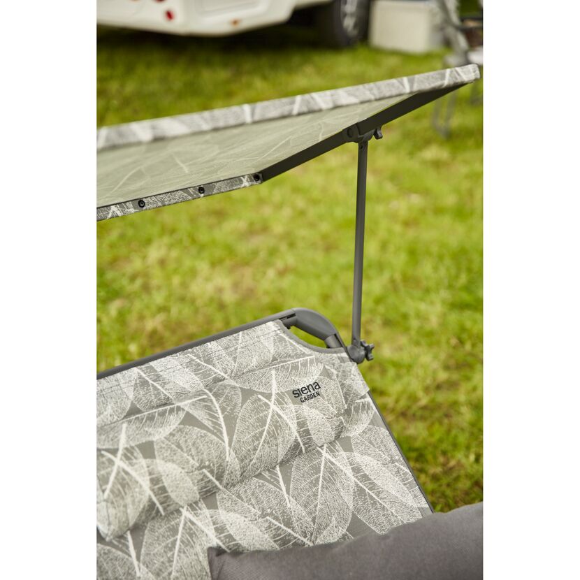 Camping-Sonnenliege 'Natura' klappbar mit Sonnendach grau 69 x 43 x 200 cm