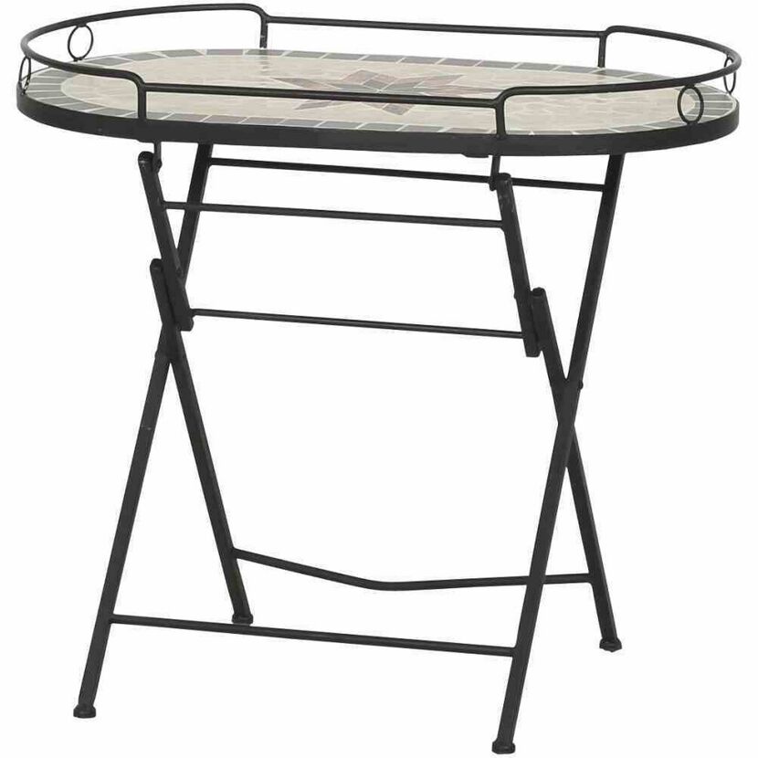 Gartentisch 'Stella' klappbar Stahl/Keramik 68 x 60 x 41 cm