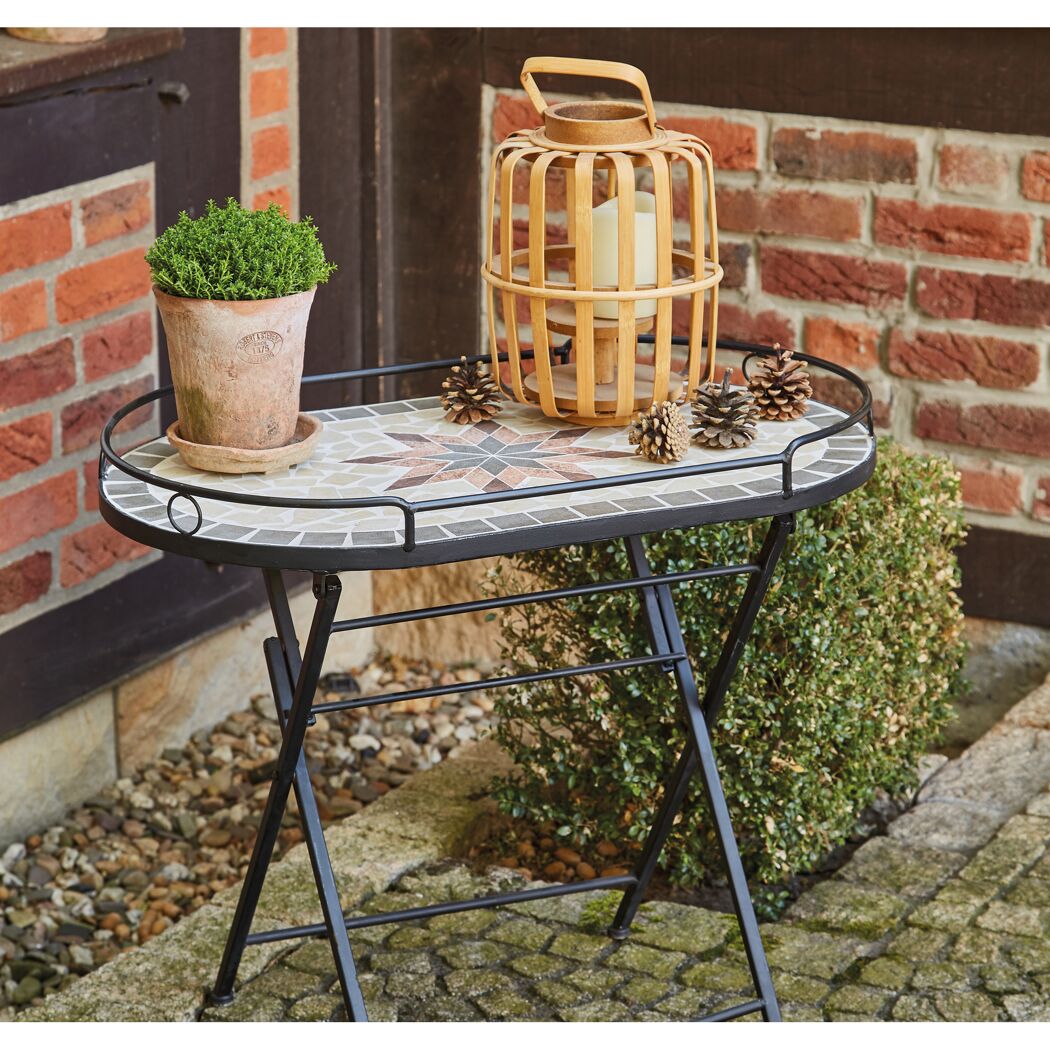 Gartentisch 'Stella' klappbar Stahl/Keramik 68 x 60 x 41 cm