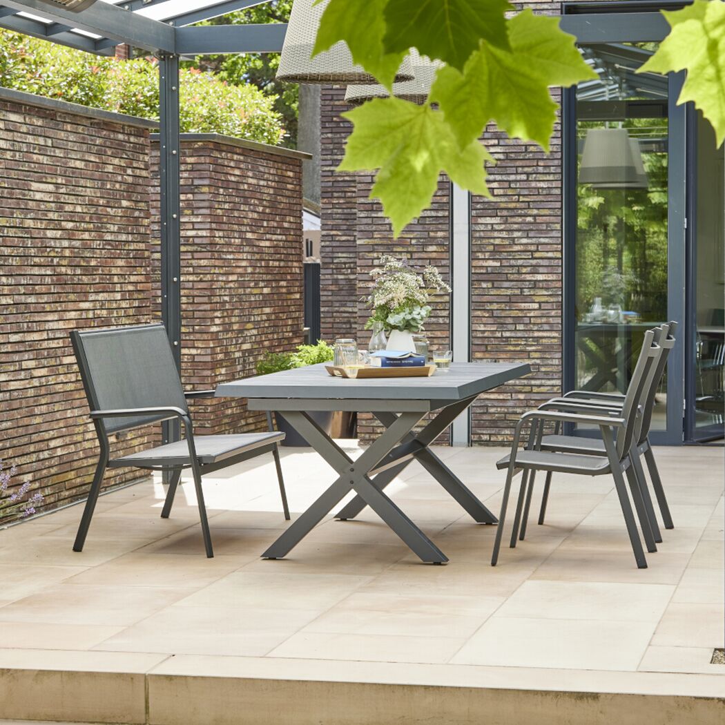 Gartenbank 'Tesoro' 2-Sitzer Aluminium anthrazit 138,5 x 97 x 67 cm