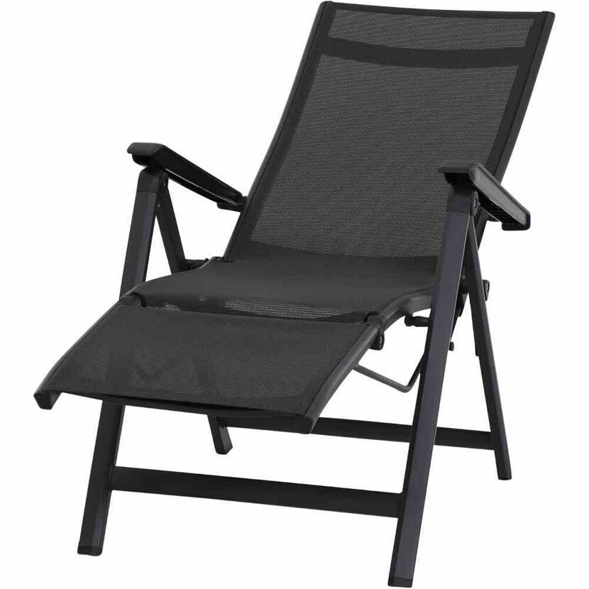 Liegestuhl 'Tesoro' klappbar Aluminium schwarz 60,5 x 111 x 72 cm