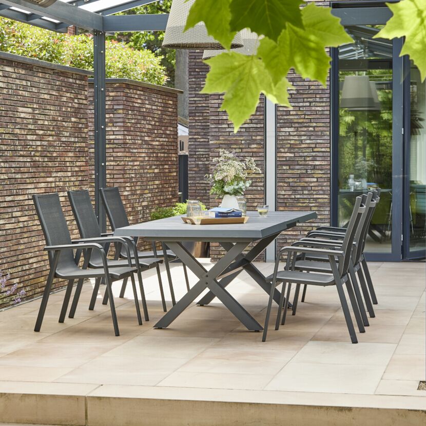 Gartenstuhl 'Tesoro' stapelbar Aluminium anthrazit 62,54 x 98 x 68 cm