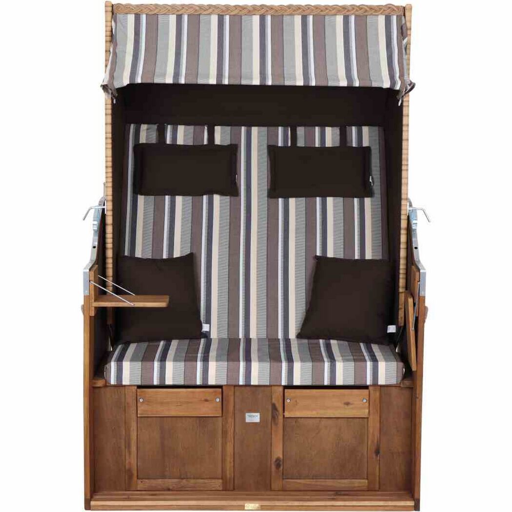 Strandkorb 'Trend 10+' 2-Sitzer Akazienholz braun/beige 101 x 165 x 80 cm