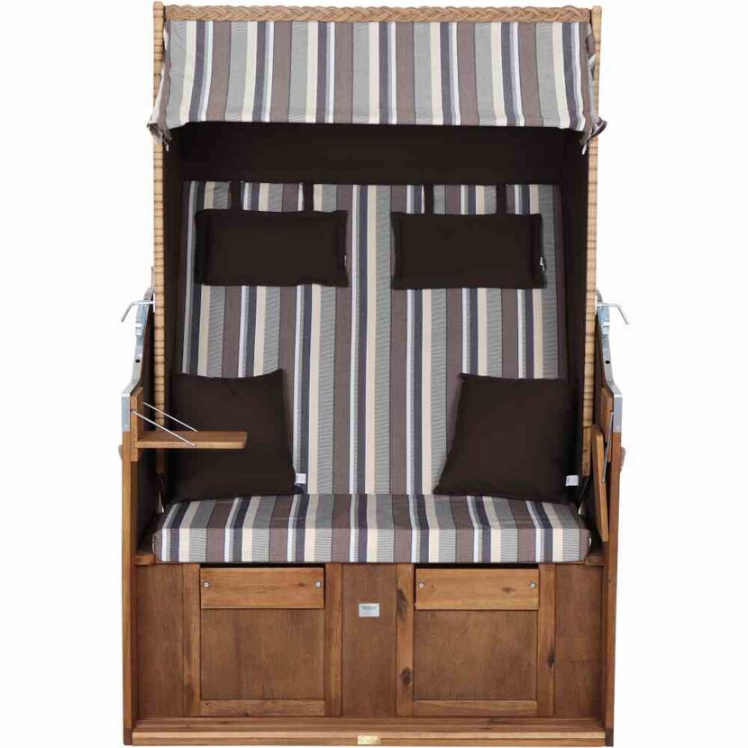 Strandkorb 'Trend 10+' 2-Sitzer Akazienholz braun/beige 101 x 165 x 80 cm
