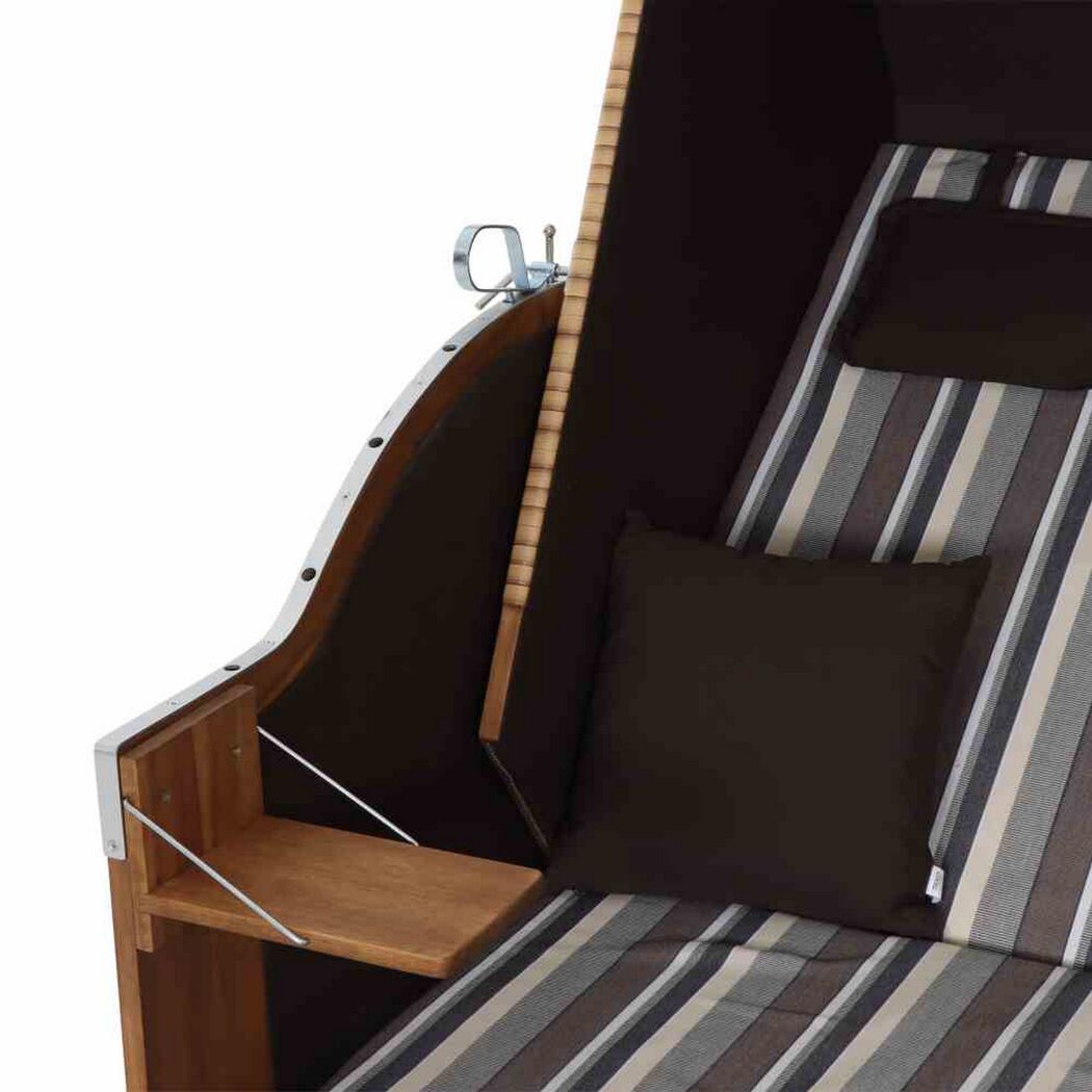 Strandkorb 'Trend 10+' 2-Sitzer Akazienholz braun/beige 101 x 165 x 80 cm