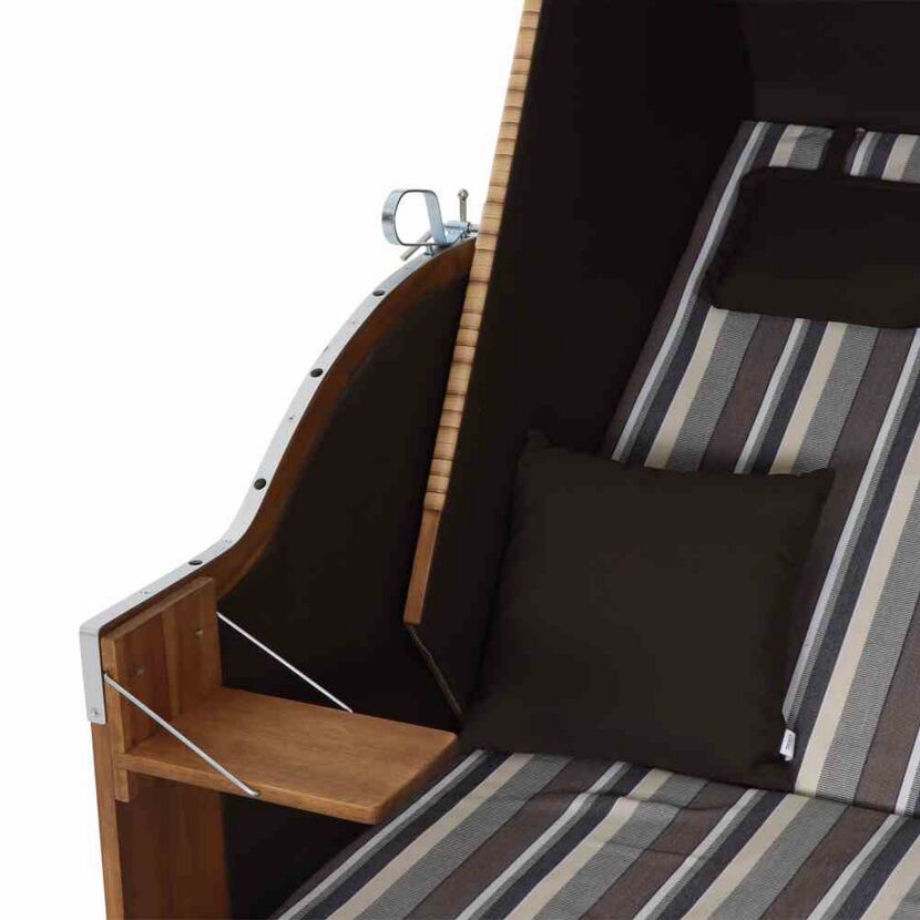 Strandkorb 'Trend 10+' 2-Sitzer Akazienholz braun/beige 101 x 165 x 80 cm