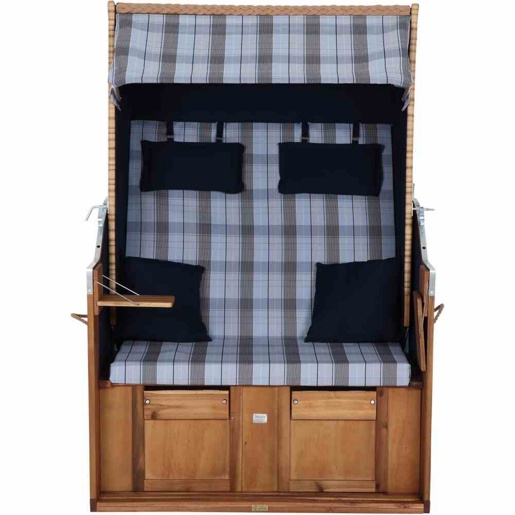 Strandkorb 'Trend 10+' Akazie braun/blau 120 x 80 x 165 cm