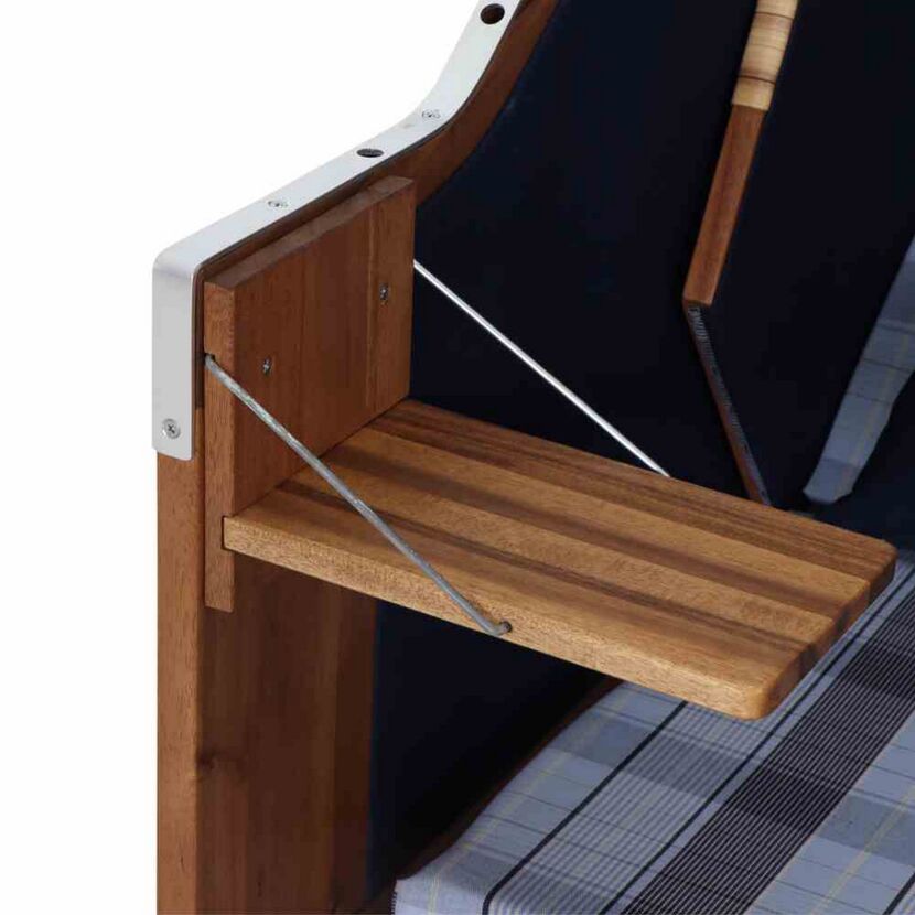 Strandkorb 'Trend 10+' 2-Sitzer Akazienholz braun/blau 80 x 165 x 80 cm