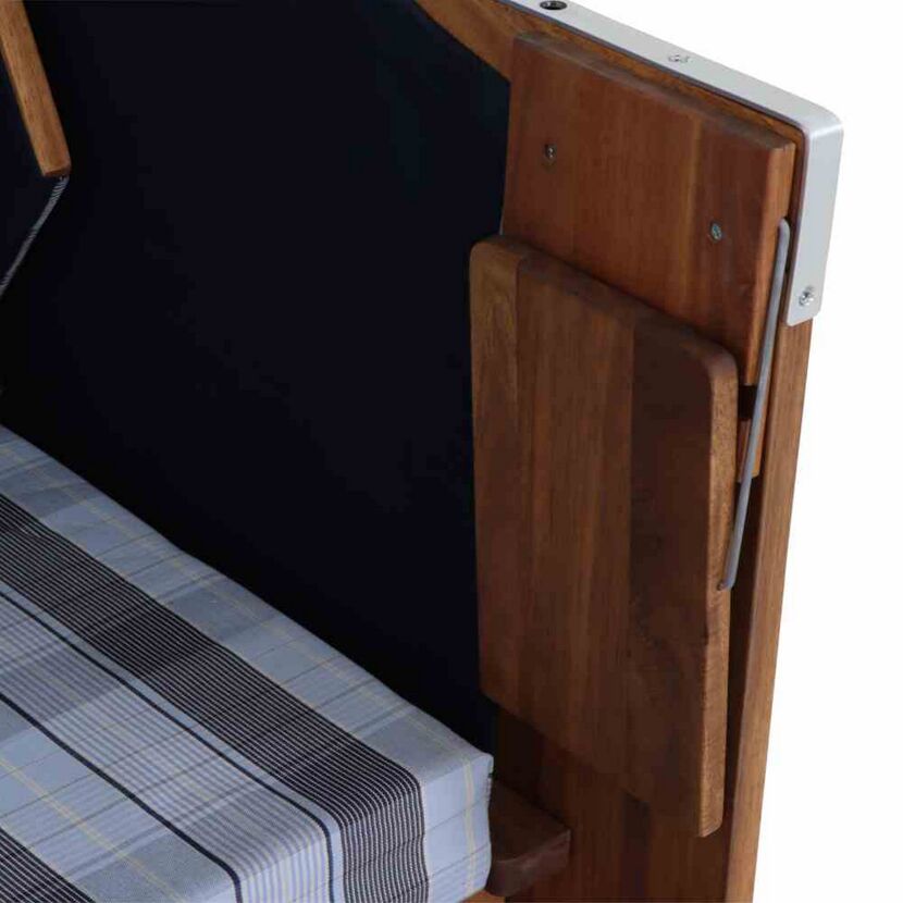 Strandkorb 'Trend 10+' 2-Sitzer Akazienholz braun/blau 80 x 165 x 80 cm
