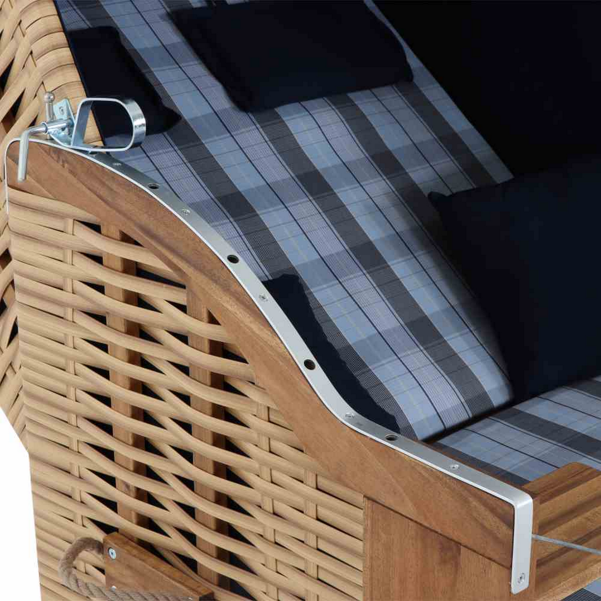 Strandkorb 'Trend 10+' Akazie braun/blau 120 x 80 x 165 cm