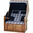 Strandkorb 'Trend 10+' 2-Sitzer Akazienholz braun/blau 80 x 165 x 80 cm