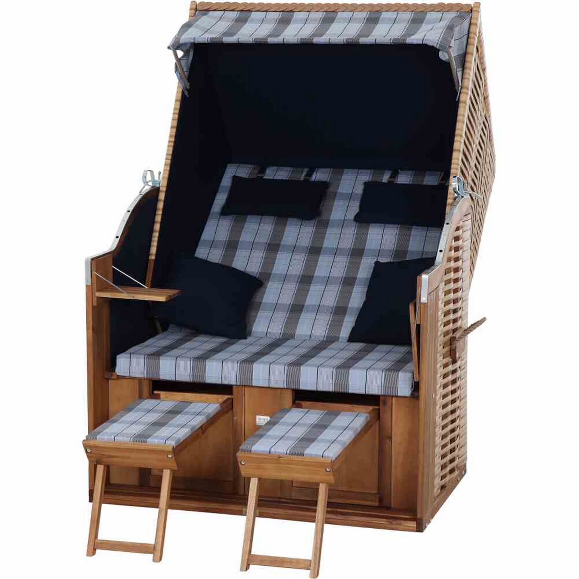 Strandkorb 'Trend 10+' Akazie braun/blau 120 x 80 x 165 cm