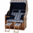 Strandkorb 'Trend 10+' 2-Sitzer Akazienholz braun/blau 80 x 165 x 80 cm