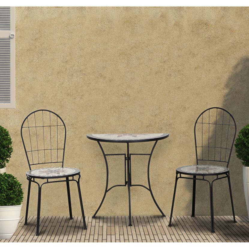 Gartenstuhl 'Stella' stapelbar Stahl schwarz/braun/beige 43 x 93,5 x 49 cm