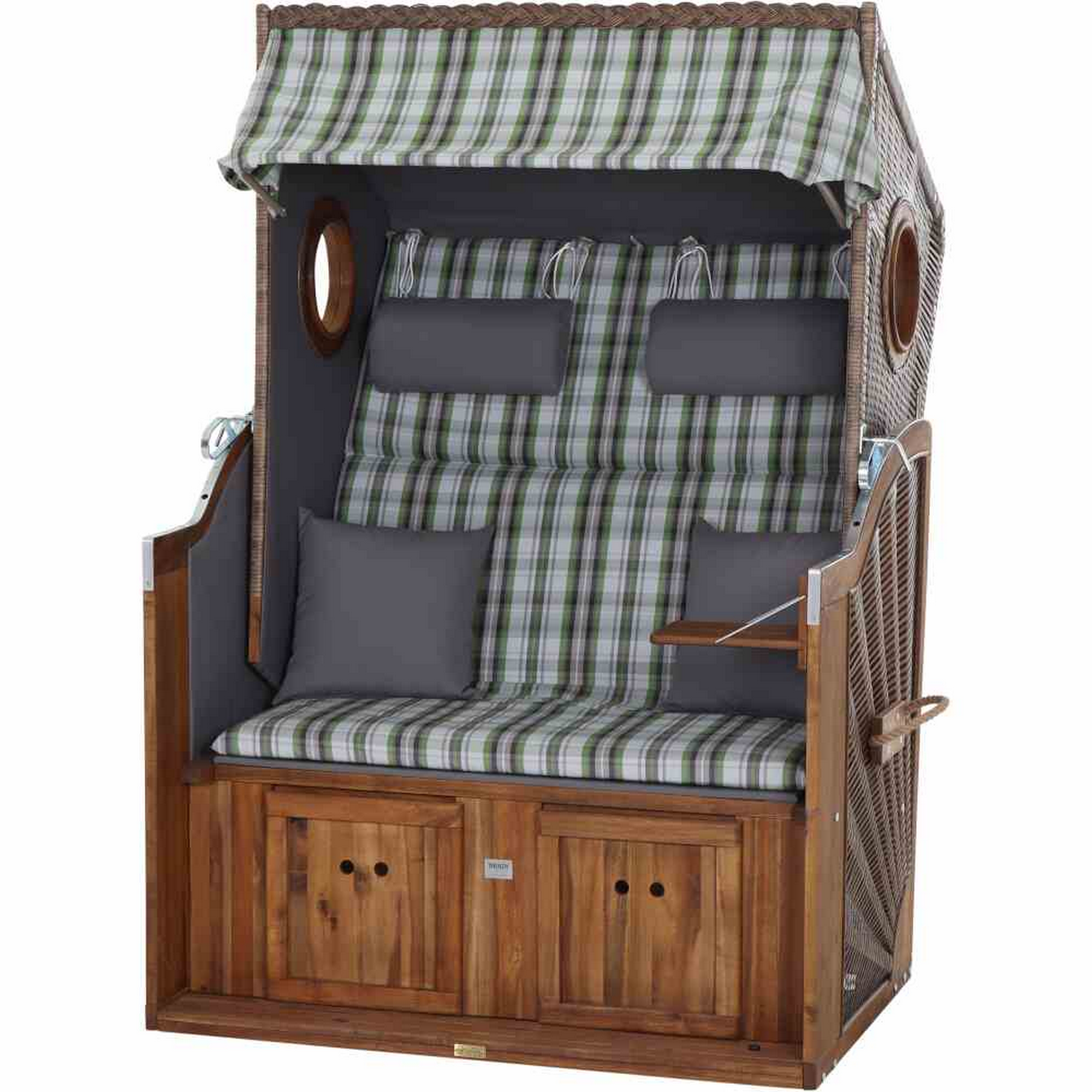 Strandkorb 'Trend 45' 2-Sitzer Akazienholz grün 120 x 155 x 80 cm